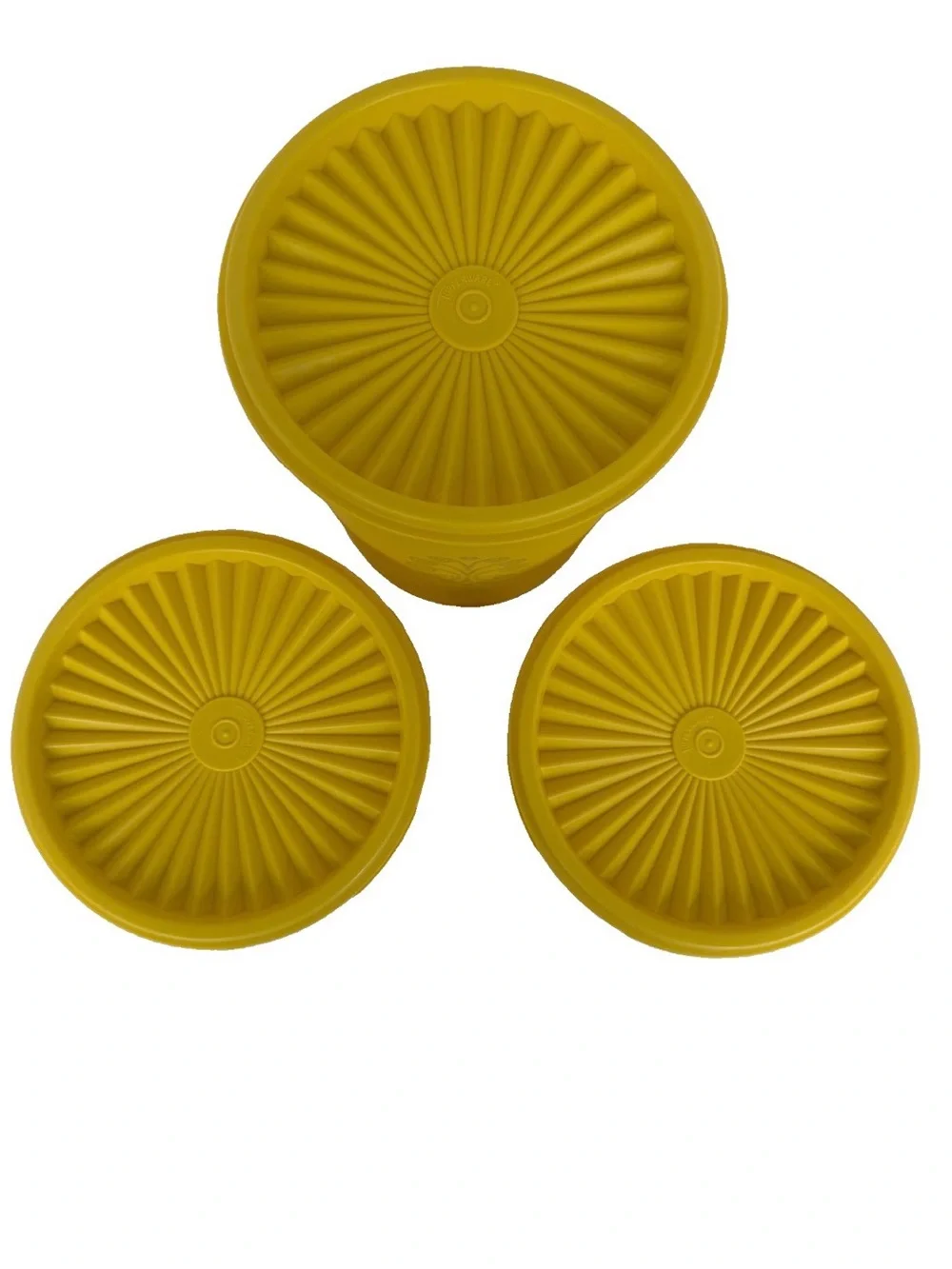 Vintage Tupperware Servalier Yellow Harvest Gold Canister Storage Set + Lids NEW